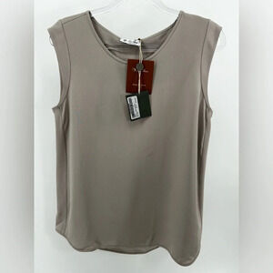 Loro Piana Mae Flowing Cady  Top Stretch Silk Top In Taupe Brown Size 40